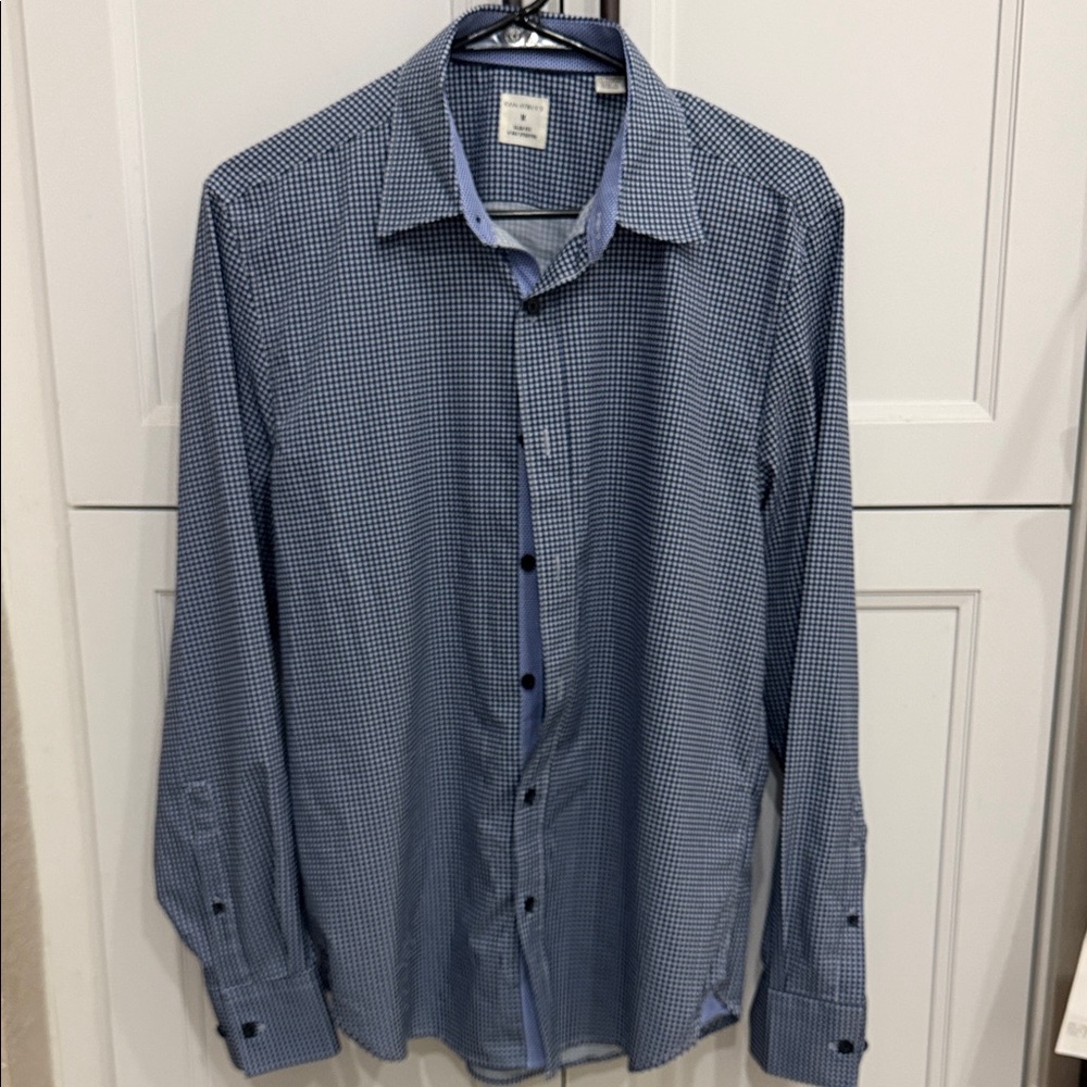 Men's Blue Micro-Check Dress Shirt